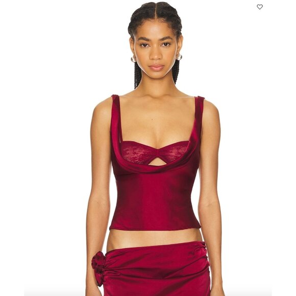LIONESS Delilah Top in Burgundy NWT - Size Small - Picture 1 of 9